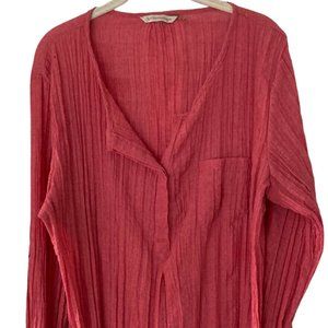 Women’s Long Sleeve Pink Crinkled Tunic Top
